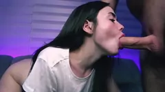 Play This Brunette Teen Wife Takes Her Husband's Big Dick Deep in Her Mouth